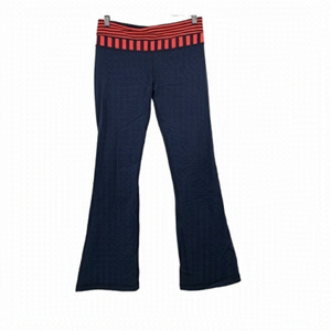 LULULEMON Groove Pant navy blue coral bright flared pants workout lounge sz 6